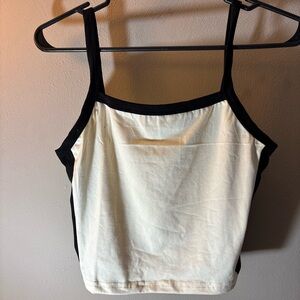 Black and White Fitted Crop Camisole